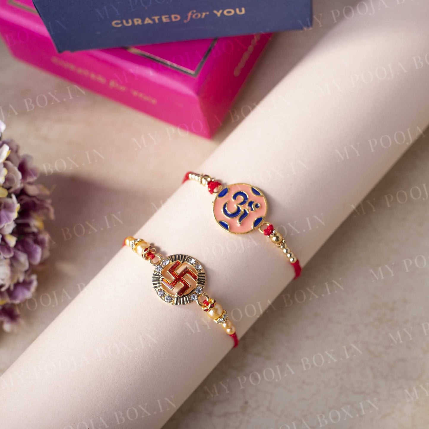 Auspicious OM & Swastik Rakhi (Set of 2)
