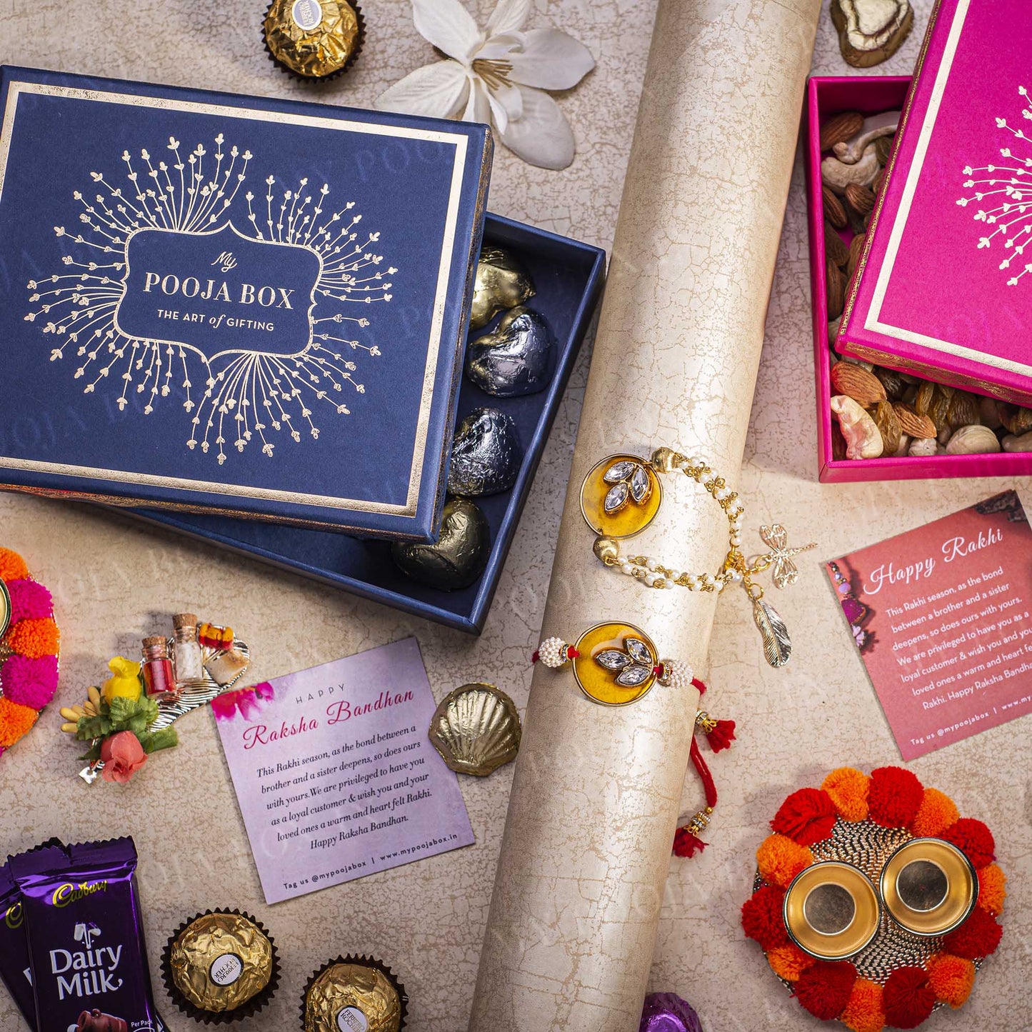Bejewelled Yellow Rakhi Gift Box