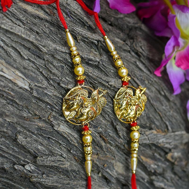 Sparkling Radha Krishna Golden Rakhi(Set of 2)