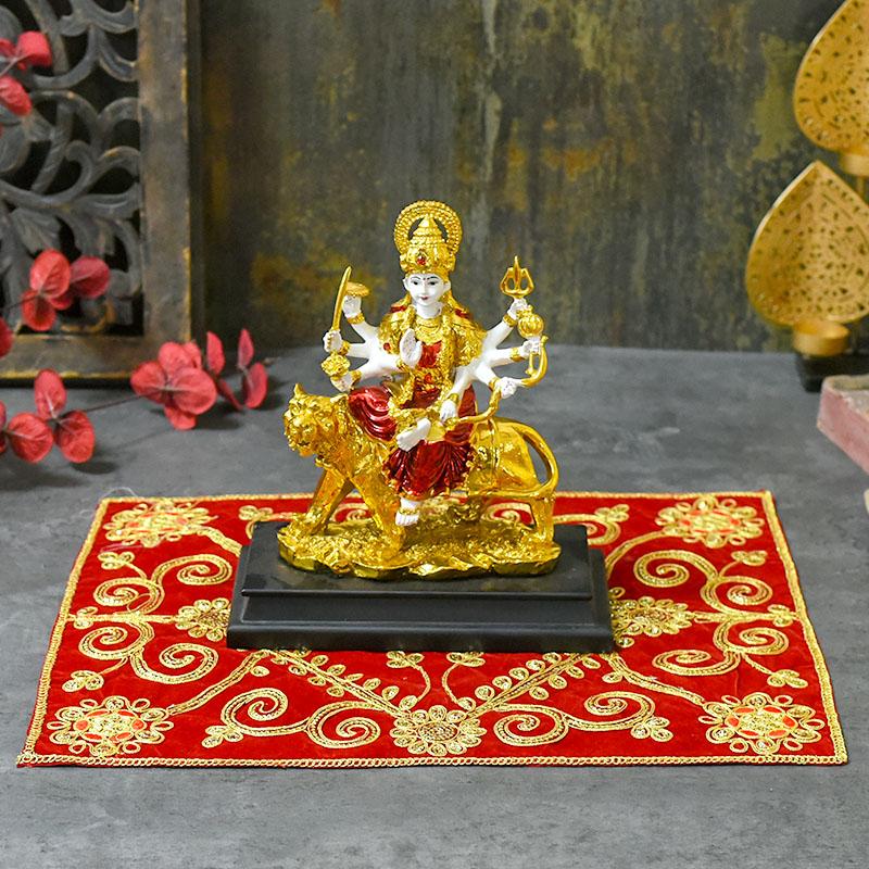 Golden Embroidery Chowki Cover