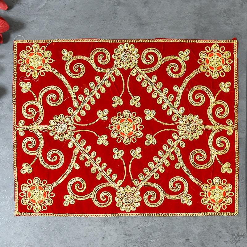 Golden Embroidery Chowki Cover