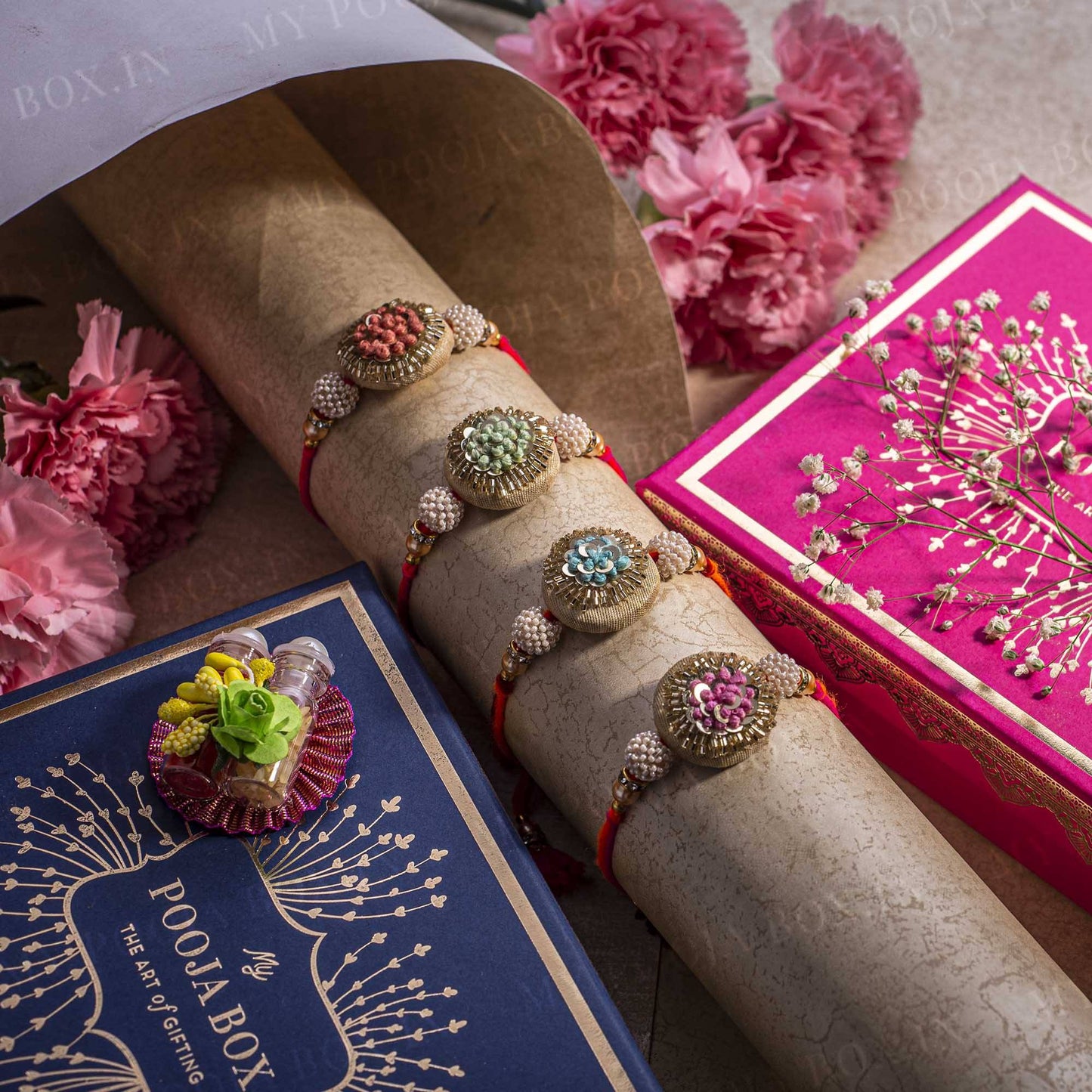 Pastel Zari Rakhi (Set of 4)