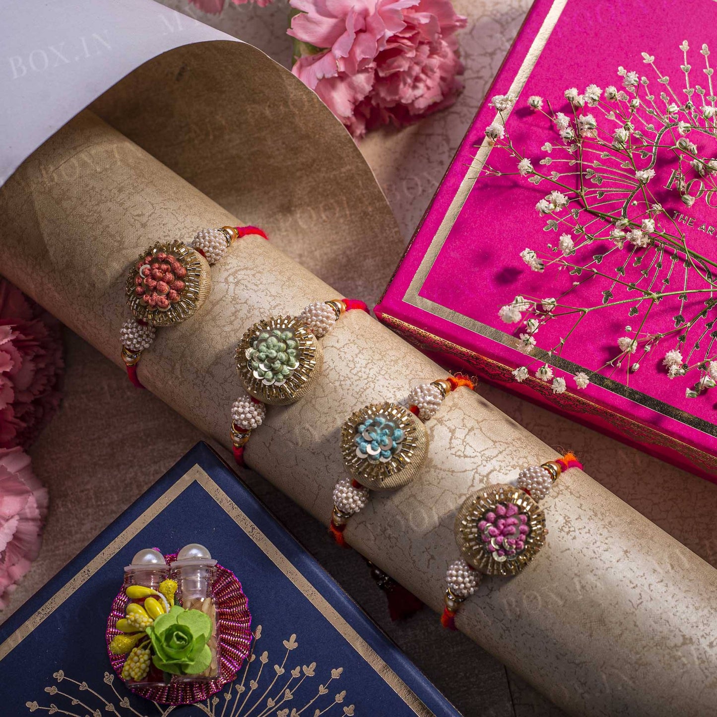 Pastel Zari Rakhi (Set of 4)