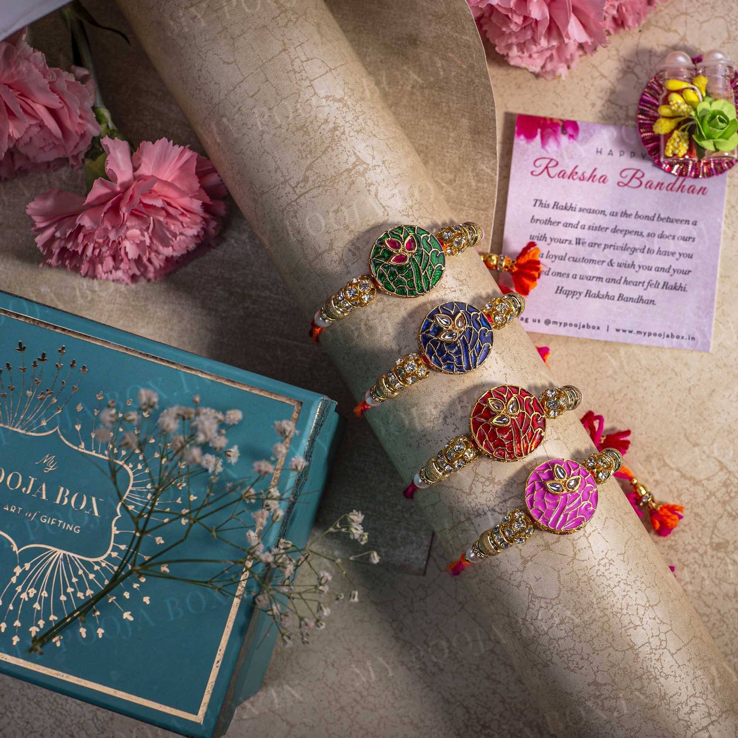 Traditional Bejewelled Rakhi (Set of 4)