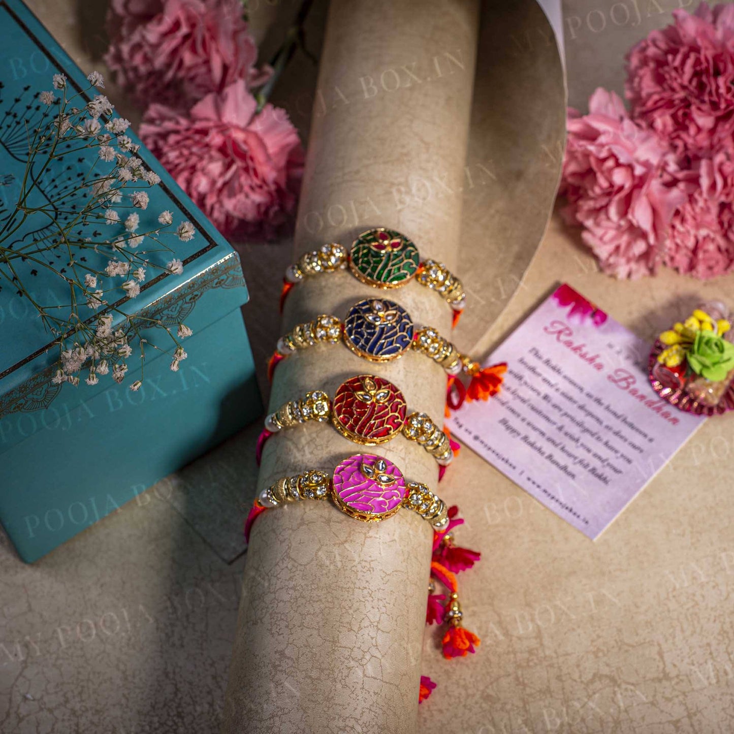 Traditional Bejewelled Rakhi (Set of 4)