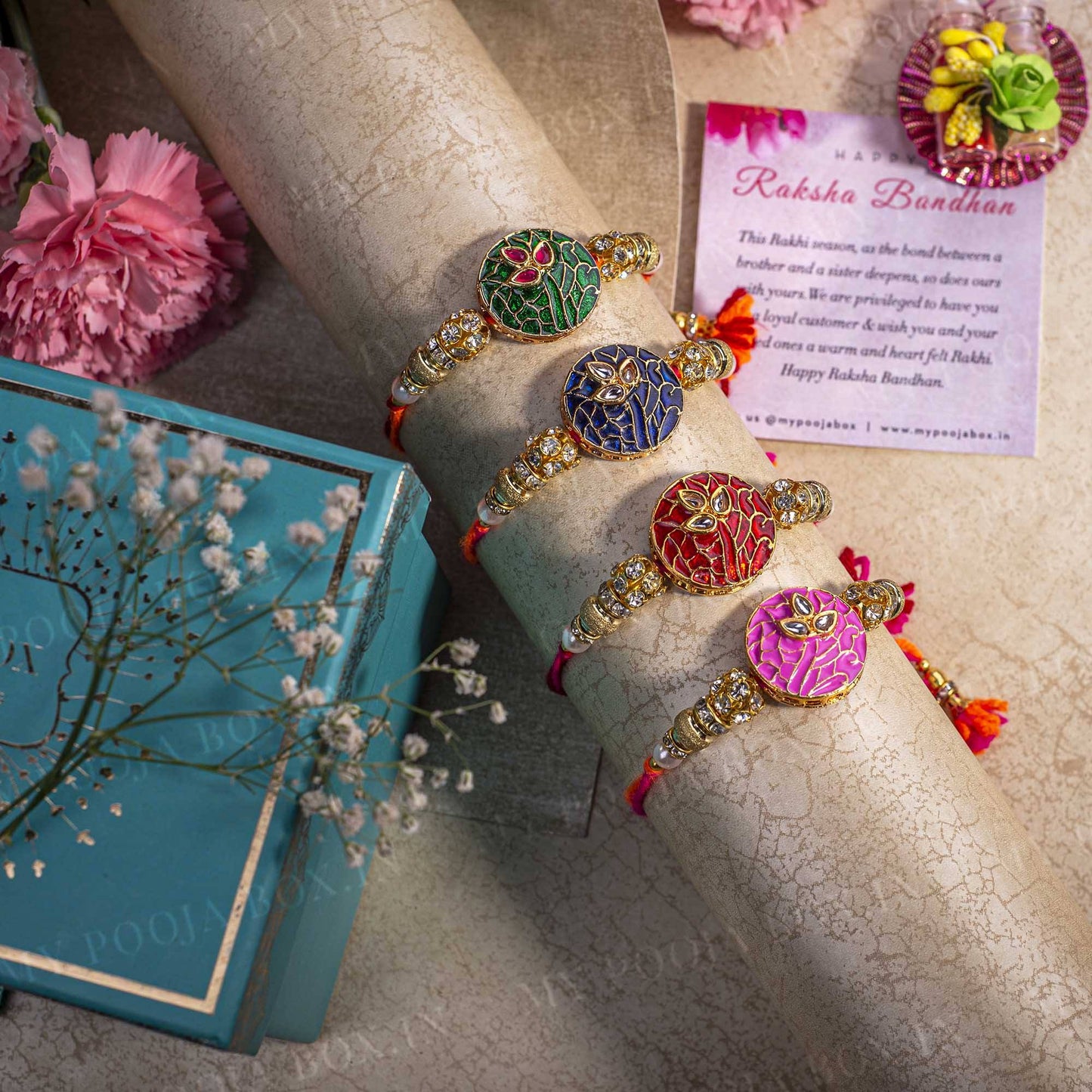 Traditional Bejewelled Rakhi (Set of 4)