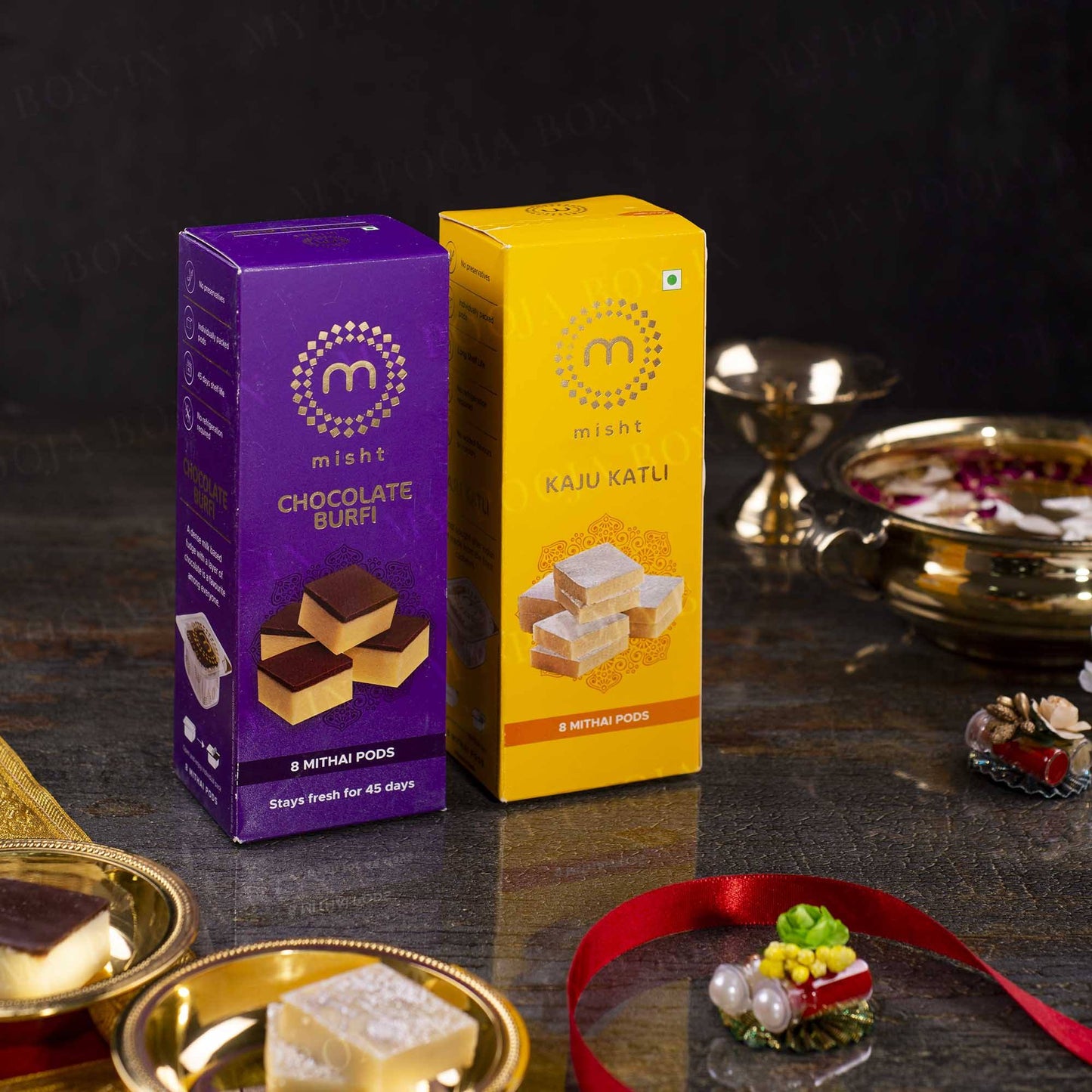 Chocolate Burfi & Kaju Katli Mithai Set