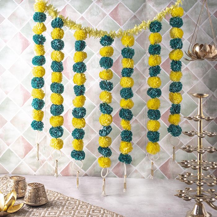 Incredible Floral Green Yellow Backdrop Decoration