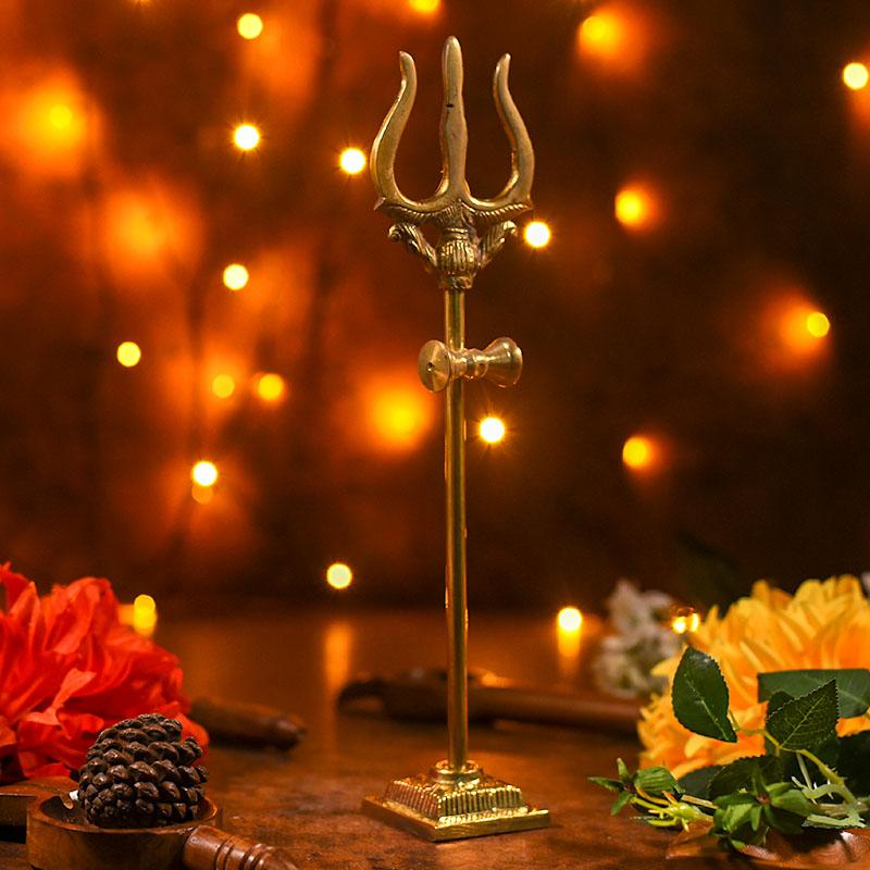 Divine Brass Trishul Showpiece