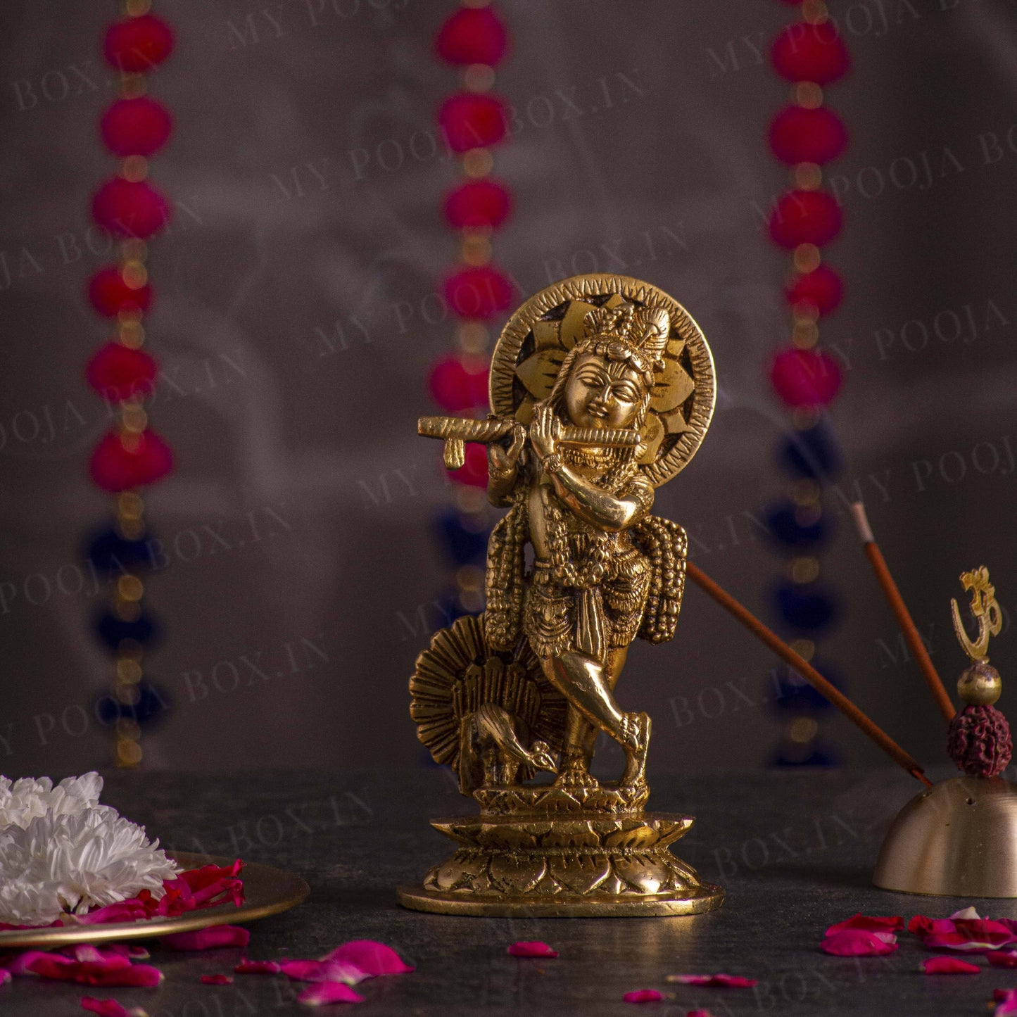 Divine Brass Lord Krishna Statue