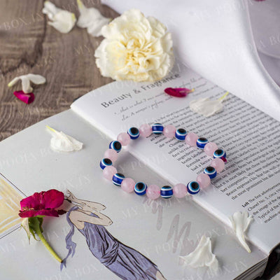 Rose Quartz & Turkish Evil Eye Bracelet