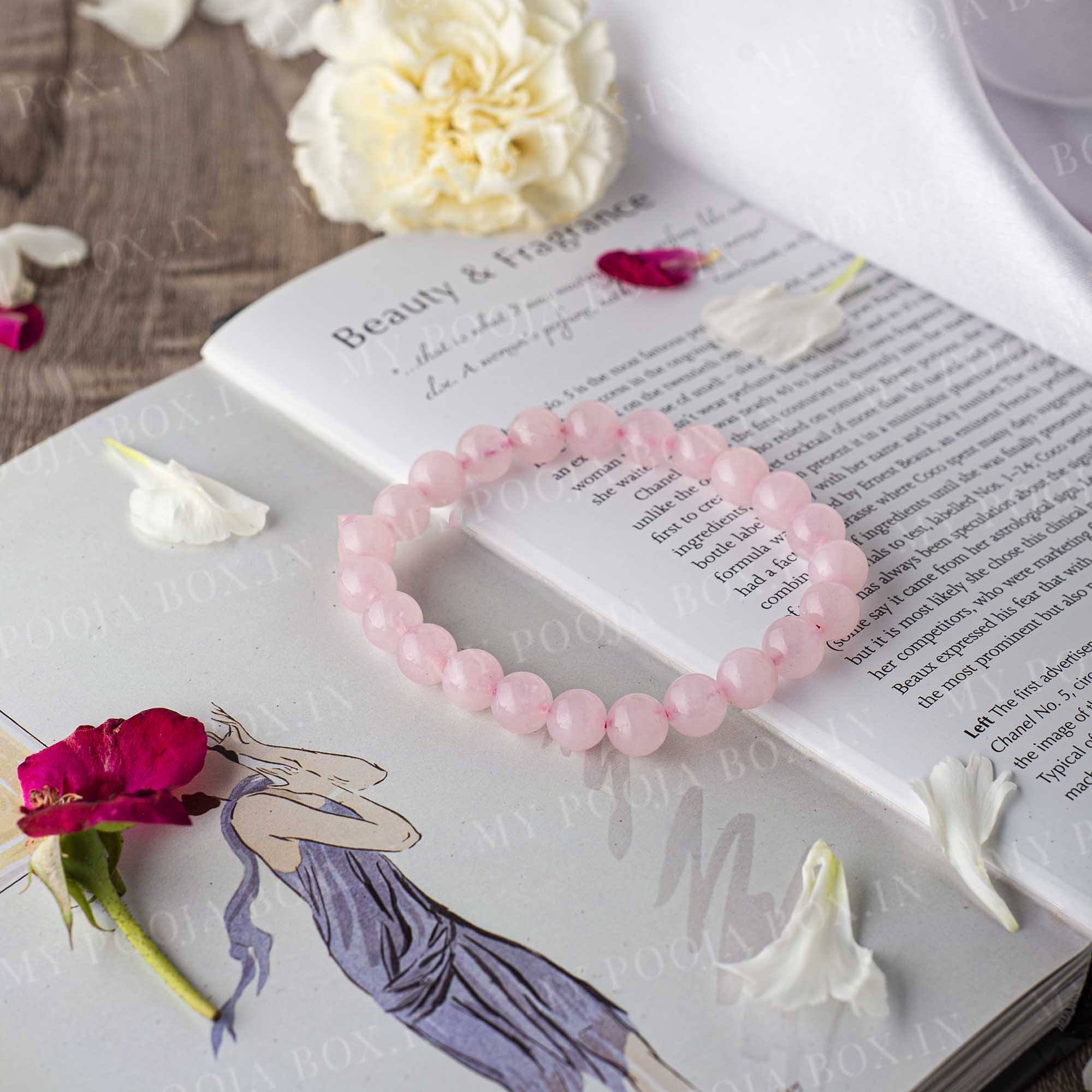 Buy SOLAVA Original Rose Quartz Bracelet for Woman and Man with Evil Eye  and Lab Certificate - Natural Energised Pink beads Bracelet, Evil Eye  Bracelet for Protection, Love and Relationship - 8MM