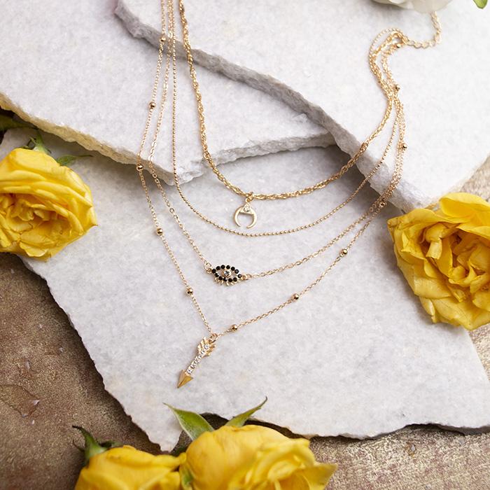 Buy Stunning Multi Layered Chain Evil Eye Necklace - Online in India ...