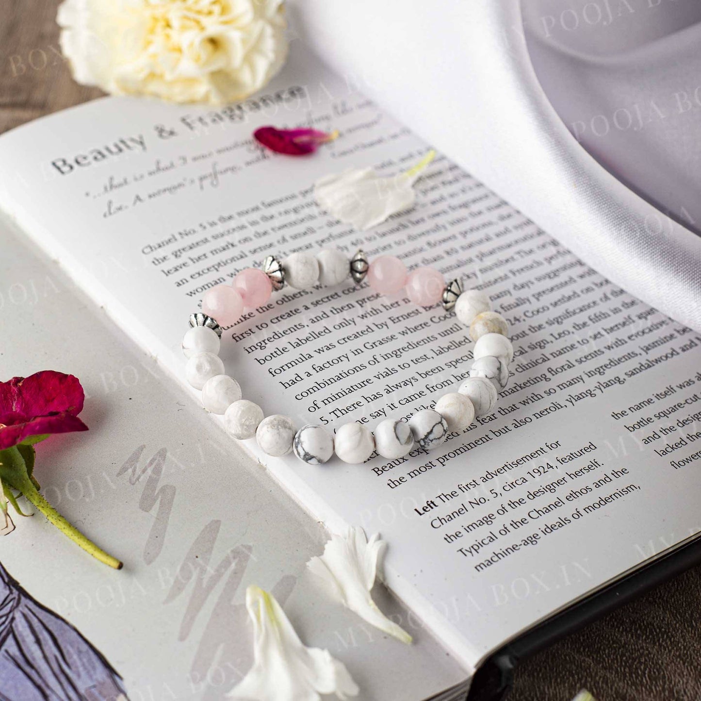 Rose & Howlite Bracelet | Stone for Love, Peace & Relationship