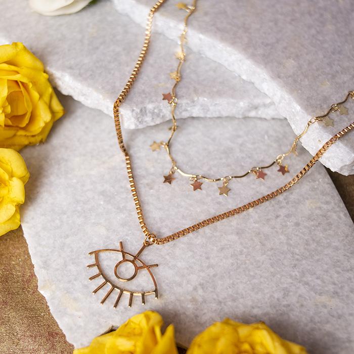 Gorgeous Star & Evil Eye Charm Necklace