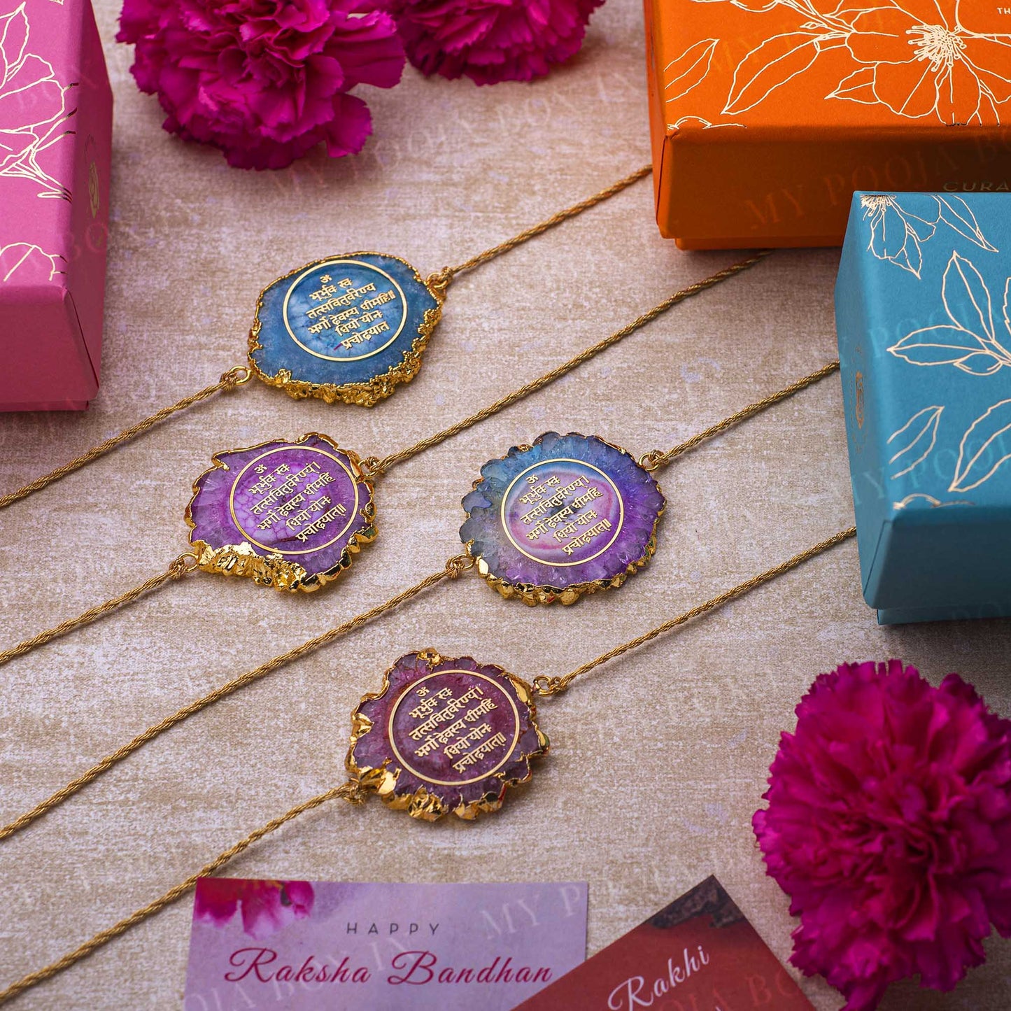 Gayatri Mantra Purple Agate Stone Rakhi