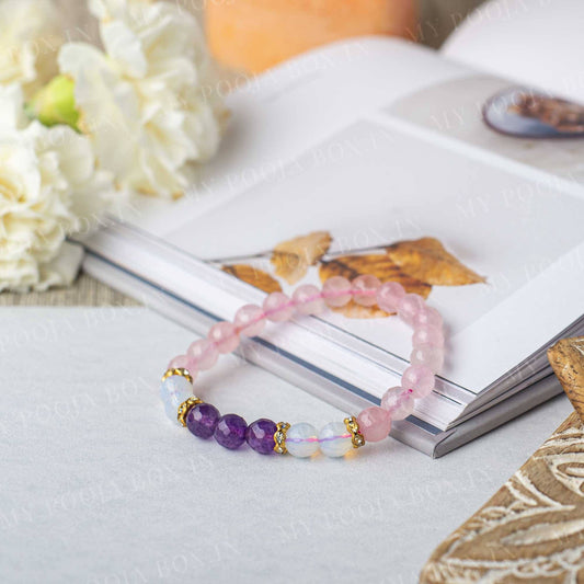 Opalite, Amethyst & Rose Quartz Bracelet