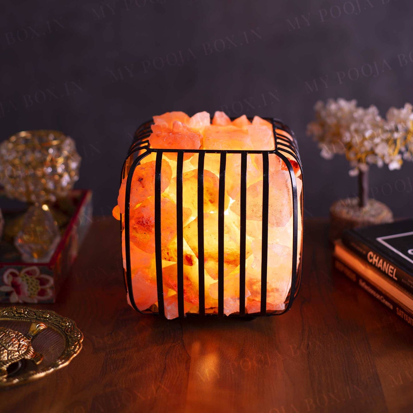 Square Iron Basket Himalayan Salt Lamp