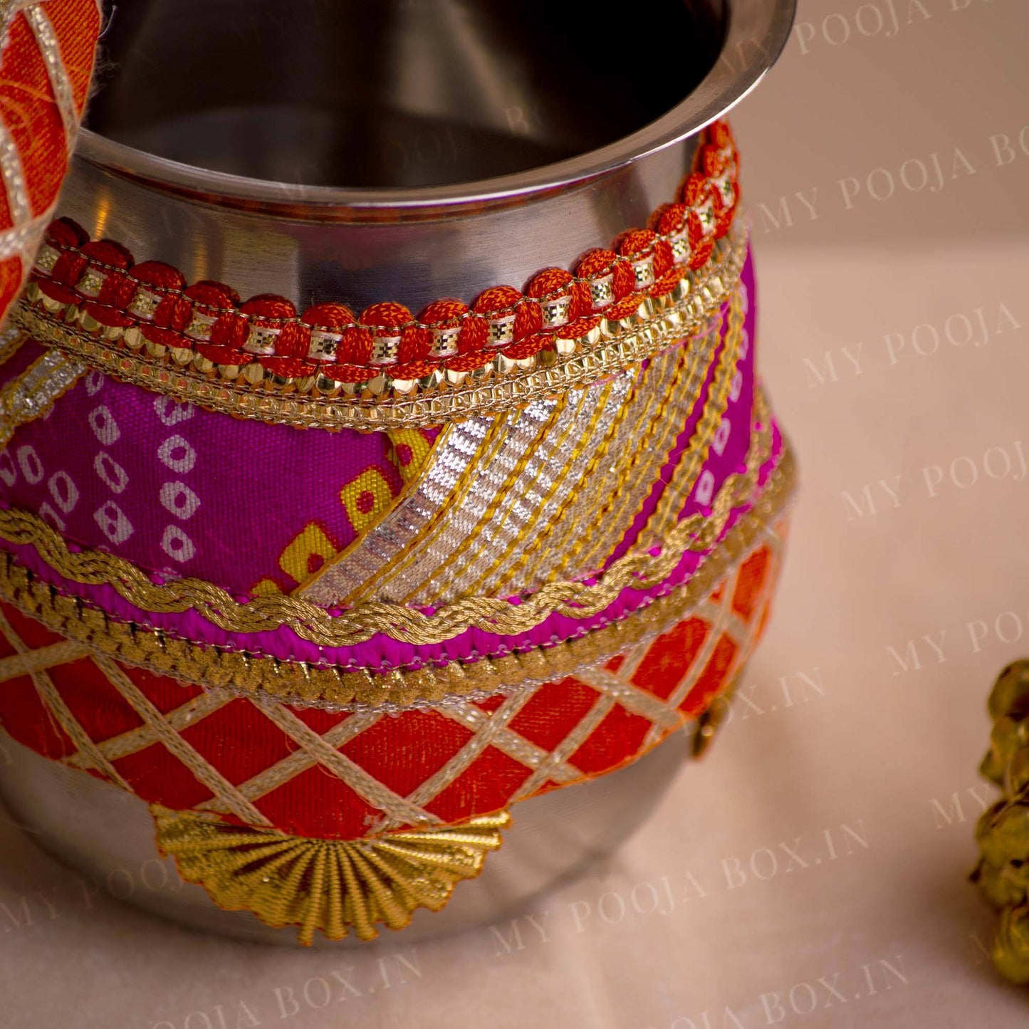 Jaipuri Pink Karwa Chauth Thali Set