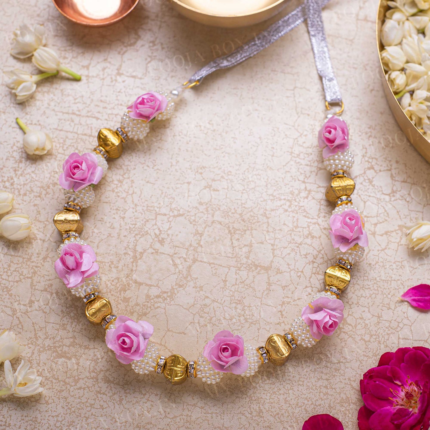 Adjustable Pink Floral Garland/Mala