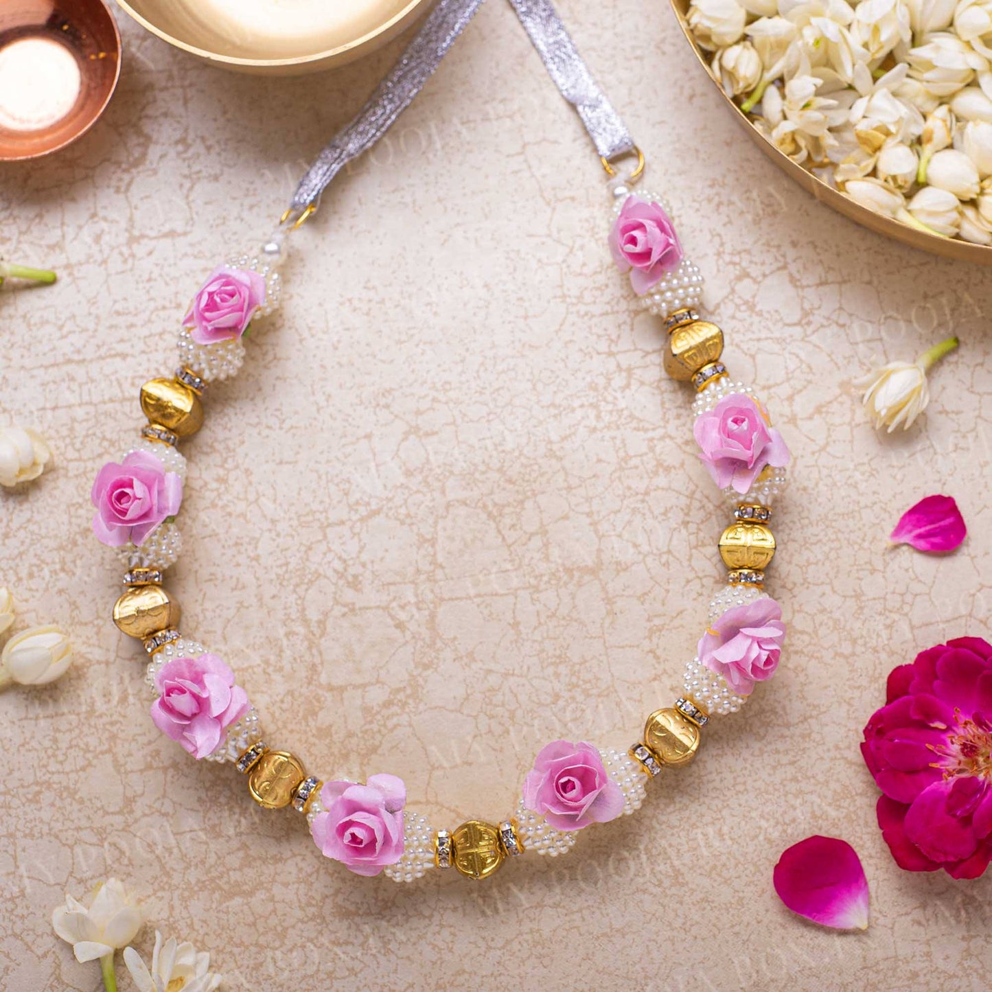 Adjustable Pink Floral Garland/Mala