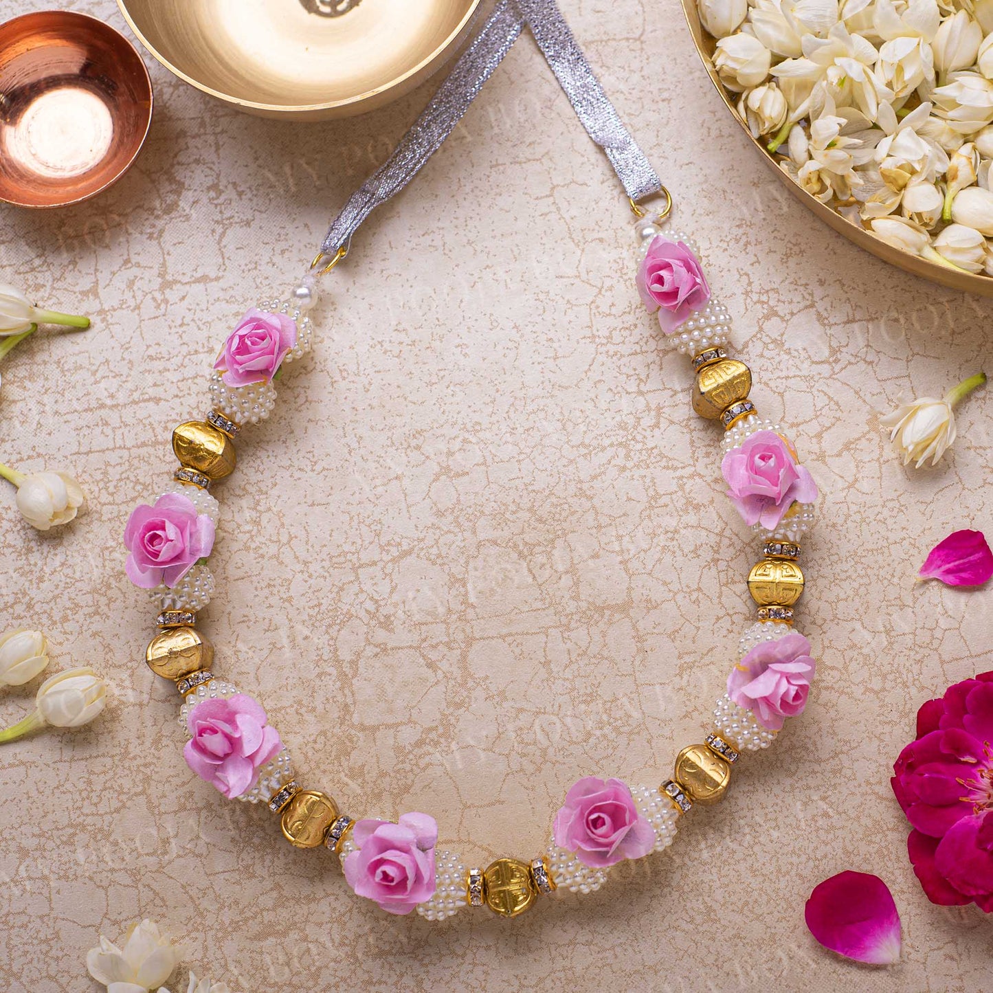 Adjustable Pink Floral Garland/Mala