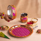 Jaipuri Pink Karwa Chauth Thali Set