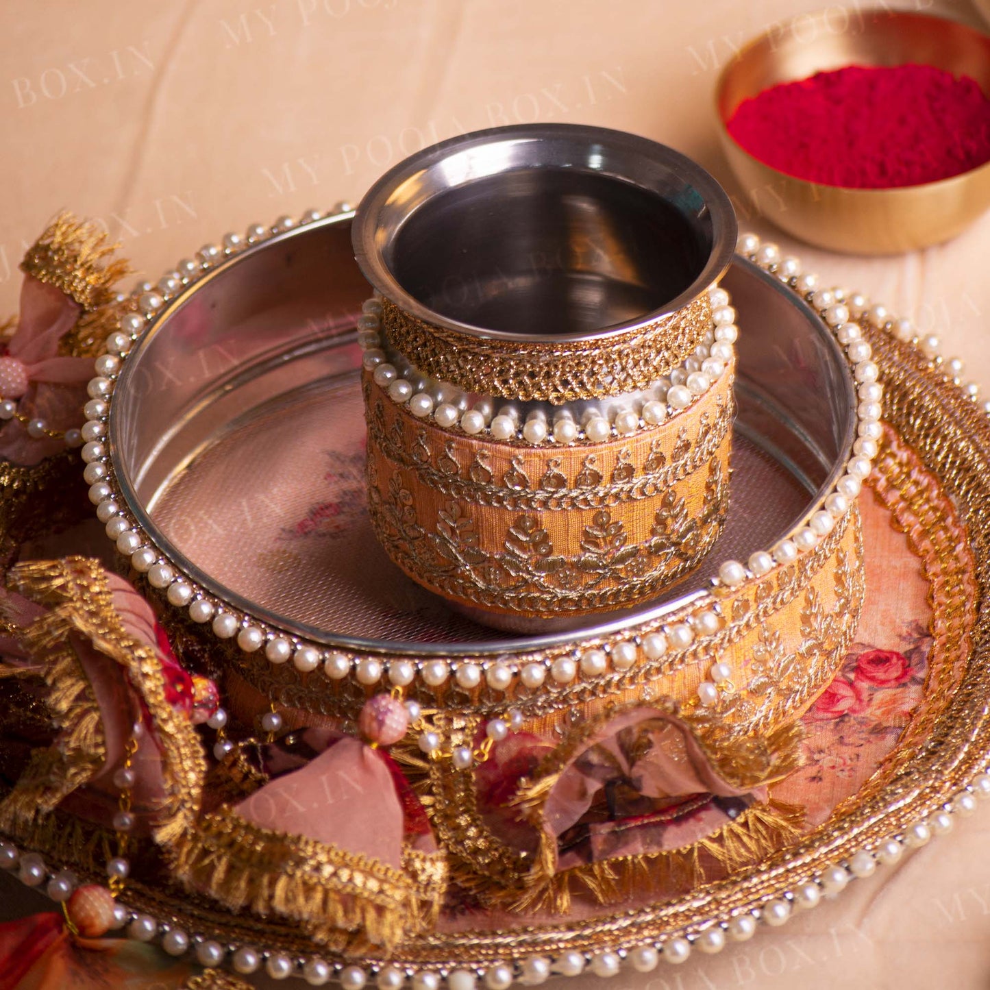 Cherry Blossom Karwa Chauth Thali Set