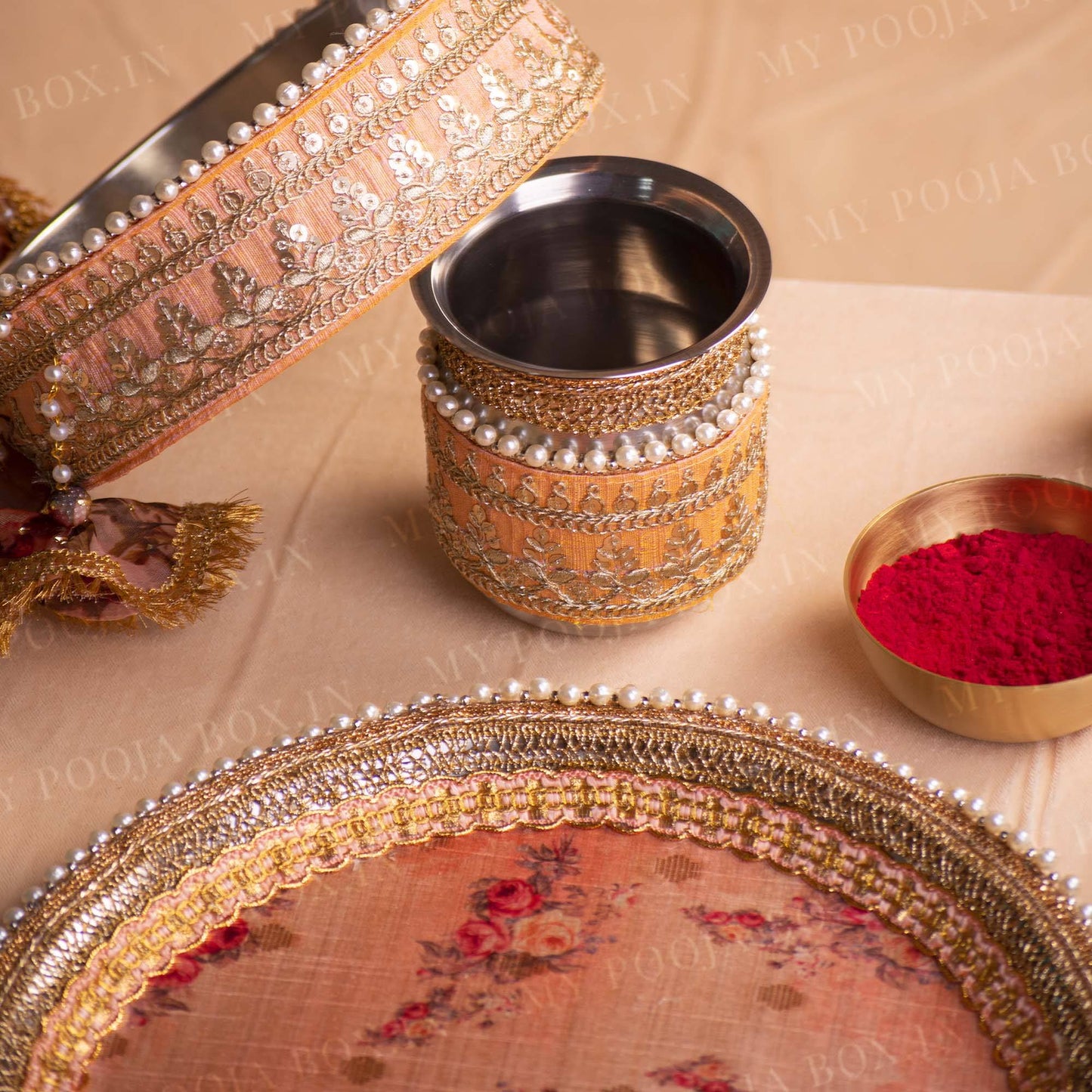 Cherry Blossom Karwa Chauth Thali Set