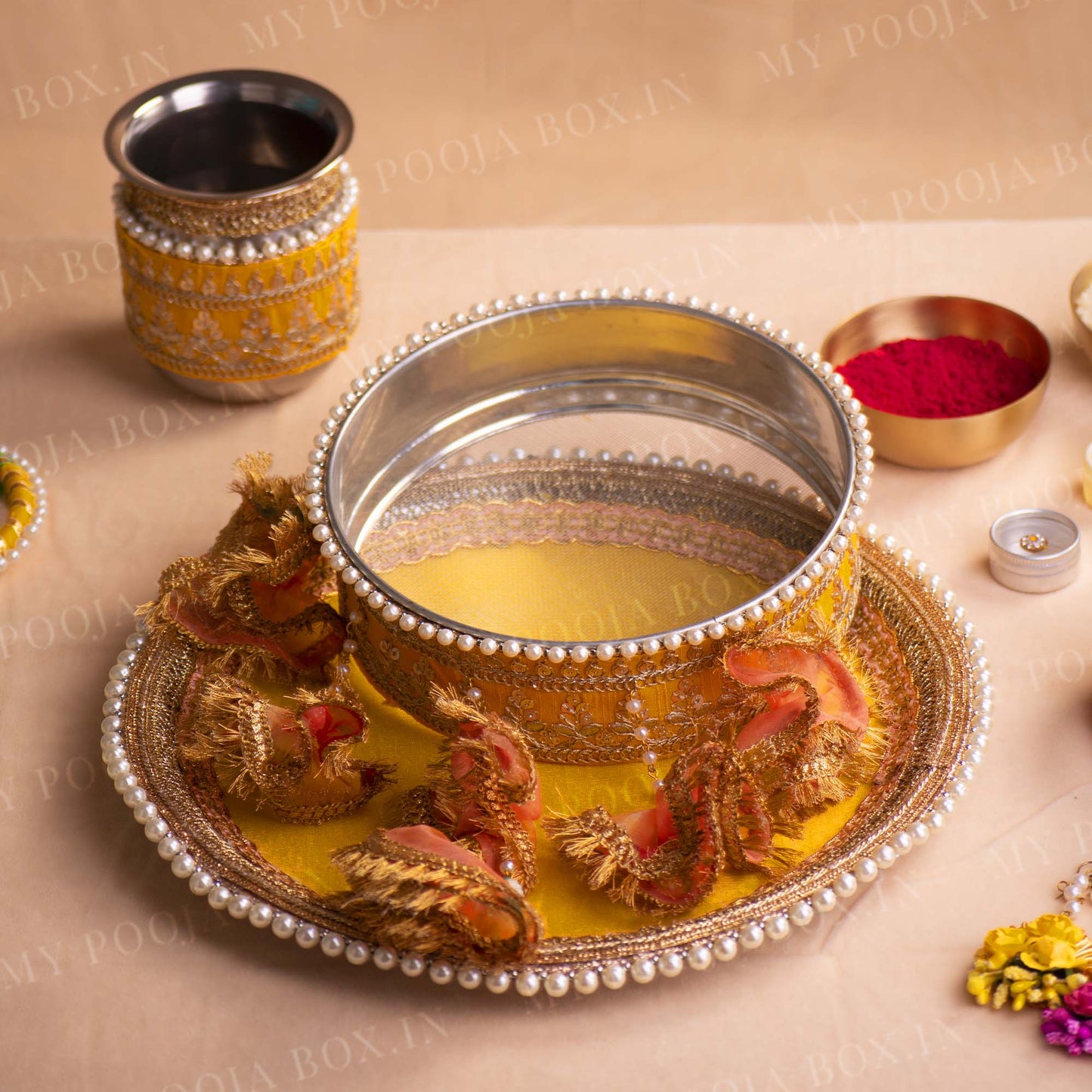 Yellow Daisies Karwa Chauth Thali Set
