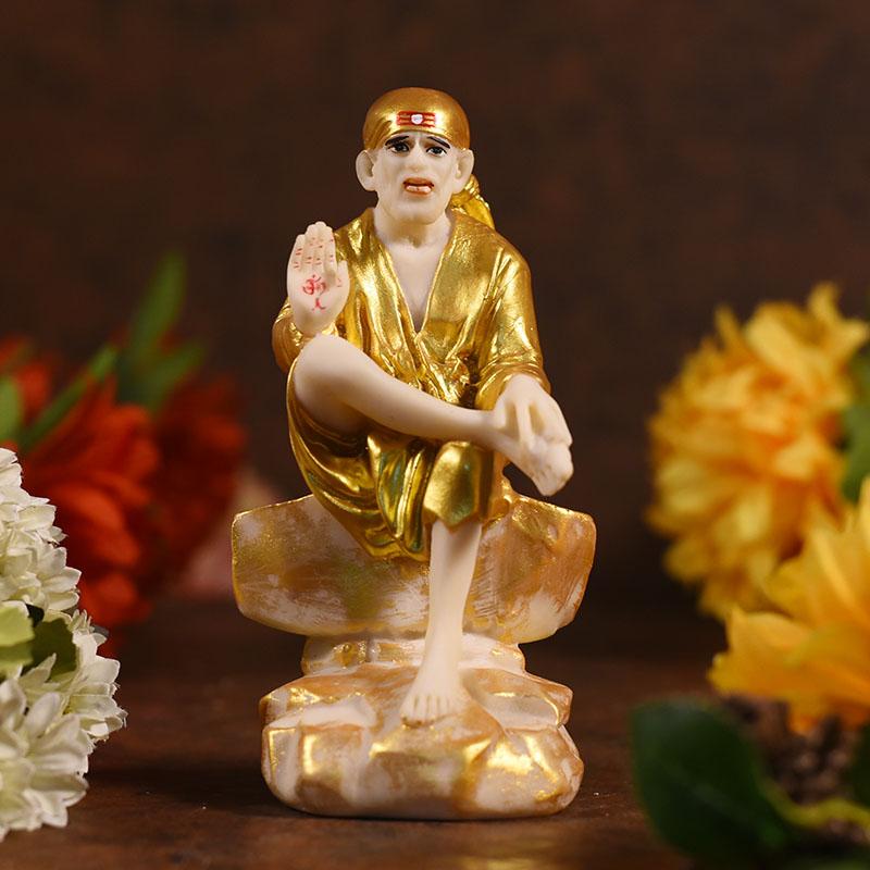 Divine Golden Sitting Sai Baba Idol