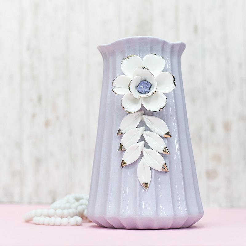 Dual Tone Purple White Flower Vase