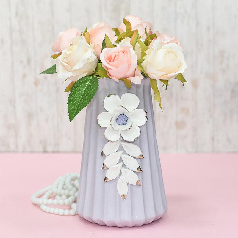 Dual Tone Purple White Flower Vase