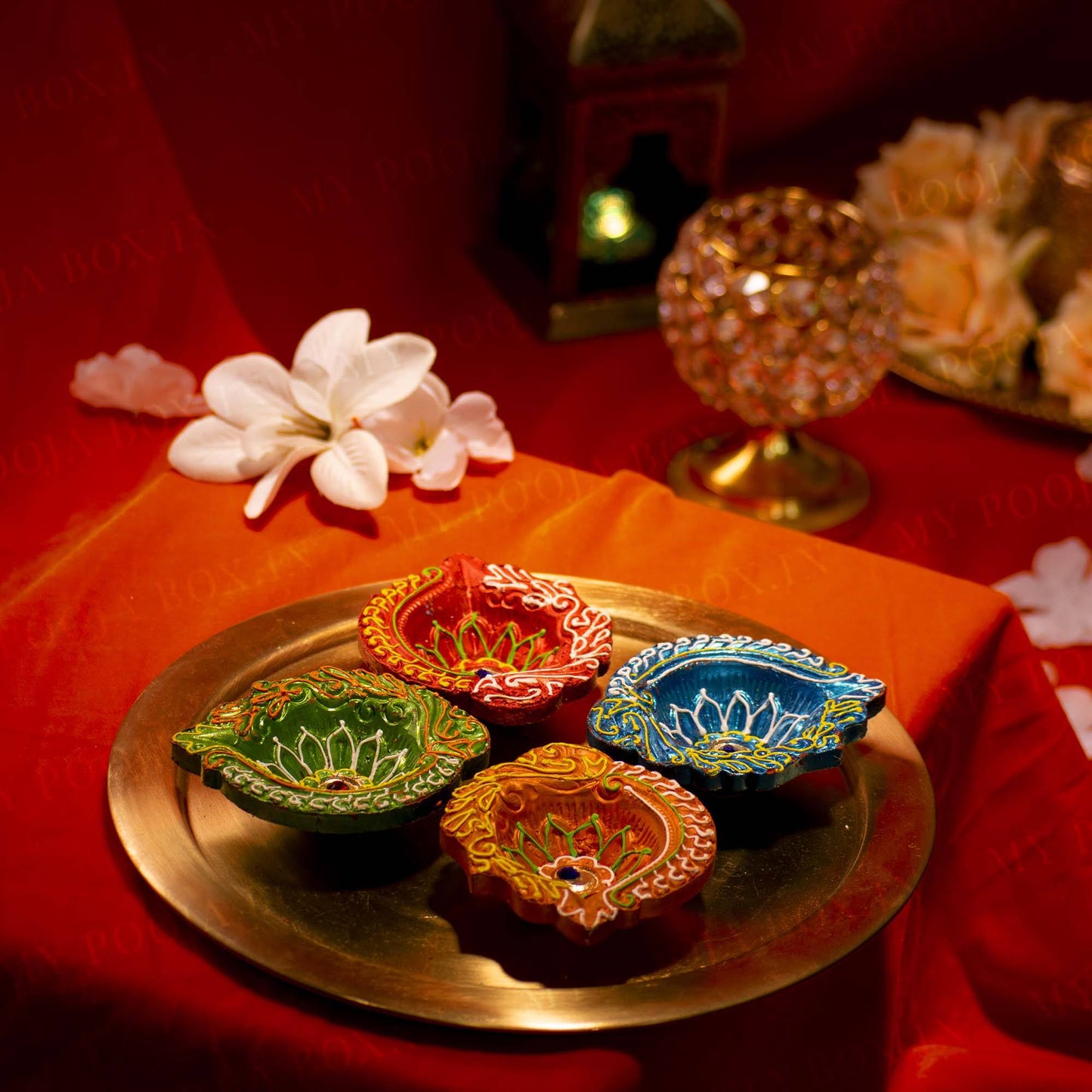Multi-Color Diya (Set of 4)