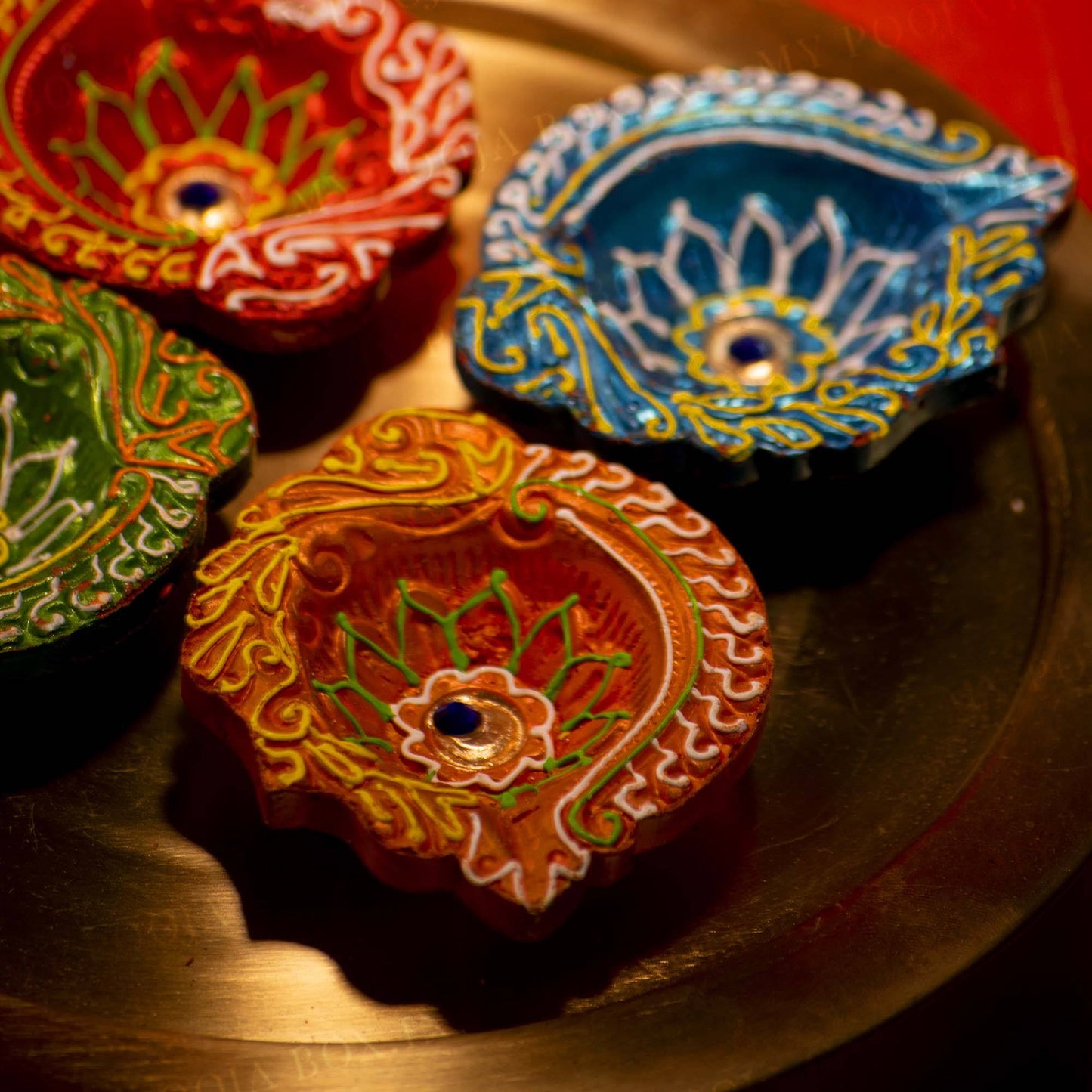 Multi-Color Diya (Set of 4)