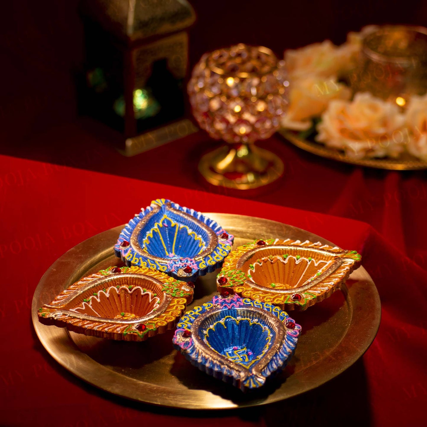 Multi-Color Diya (Set of 4)