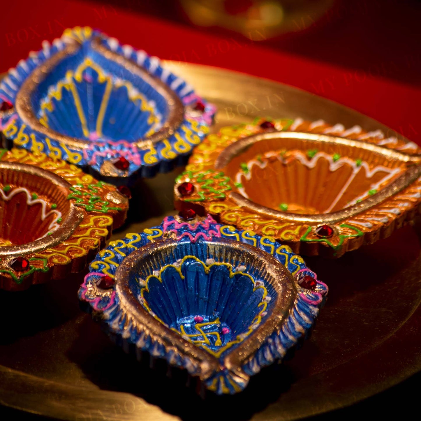 Multi-Color Diya (Set of 4)