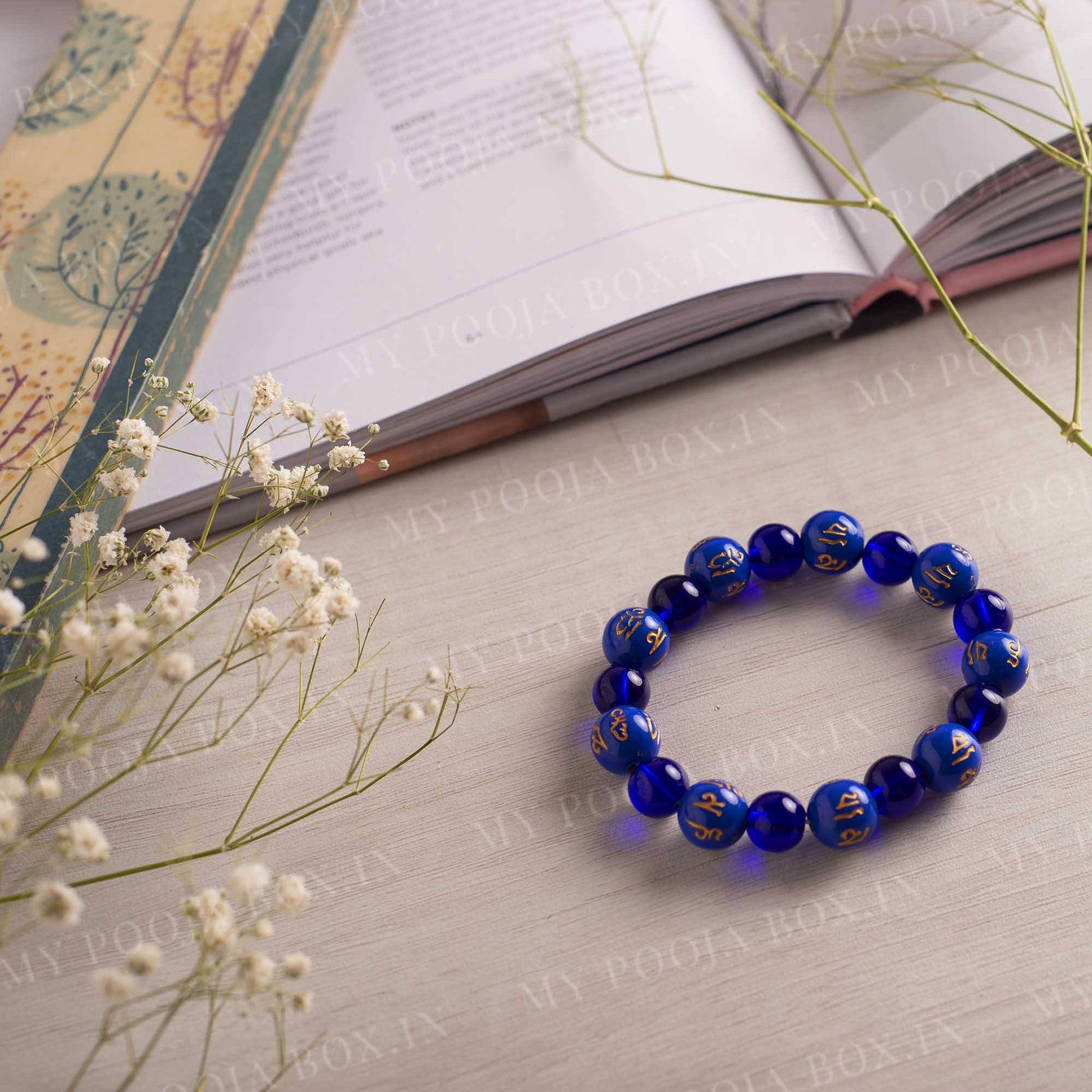 Om Mani Padme Hum: Tibetan Blue Stone Bracelet/Band