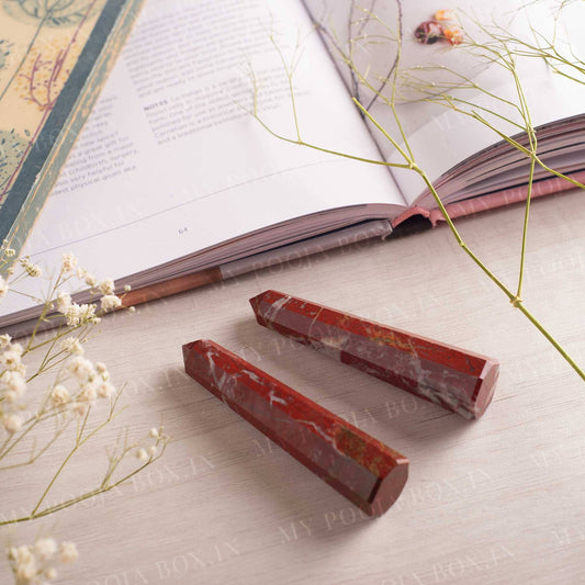 Red Jasper Crystal Healing Tower/Pencil (Set of 2) | Stability & Power