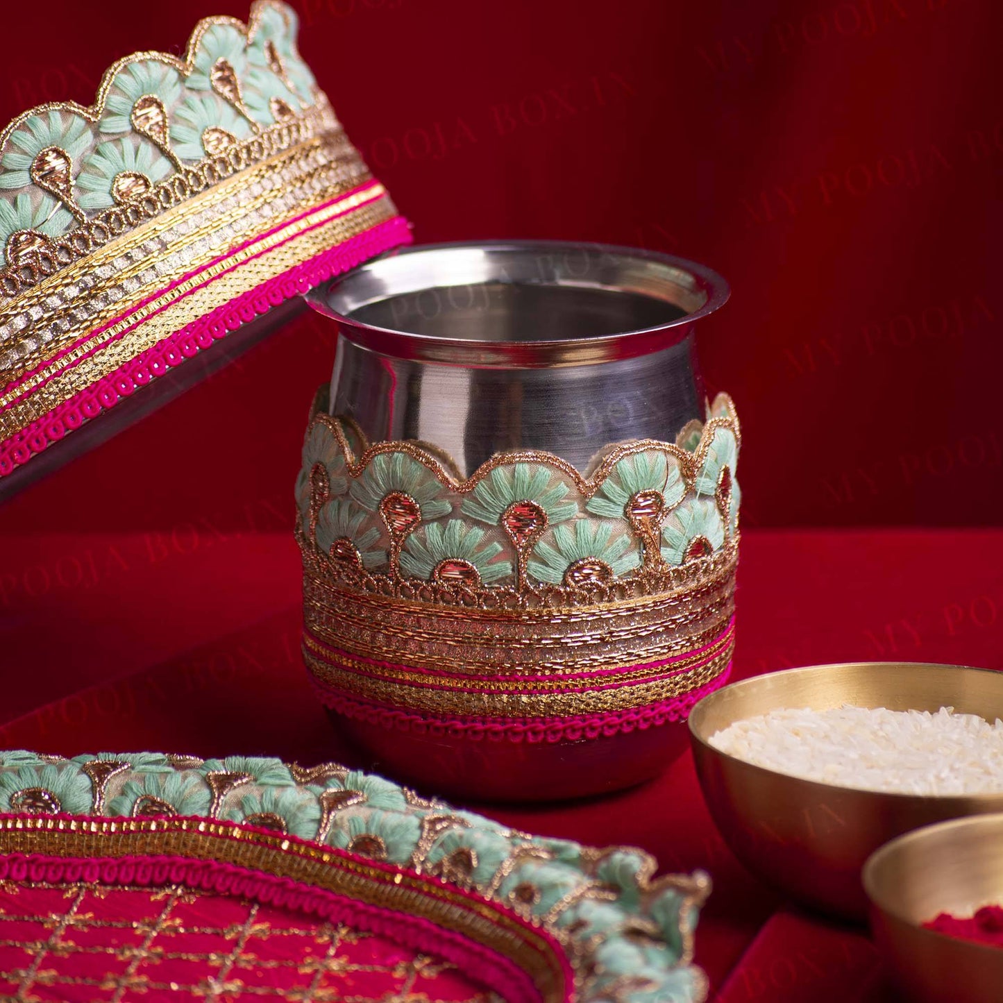 Majestic Mint & Rani Karwa Chauth Thali Set