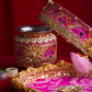 Light Pink & Rani Gota Karwa Chauth Thali Set