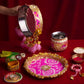 Light Pink & Rani Gota Karwa Chauth Thali Set