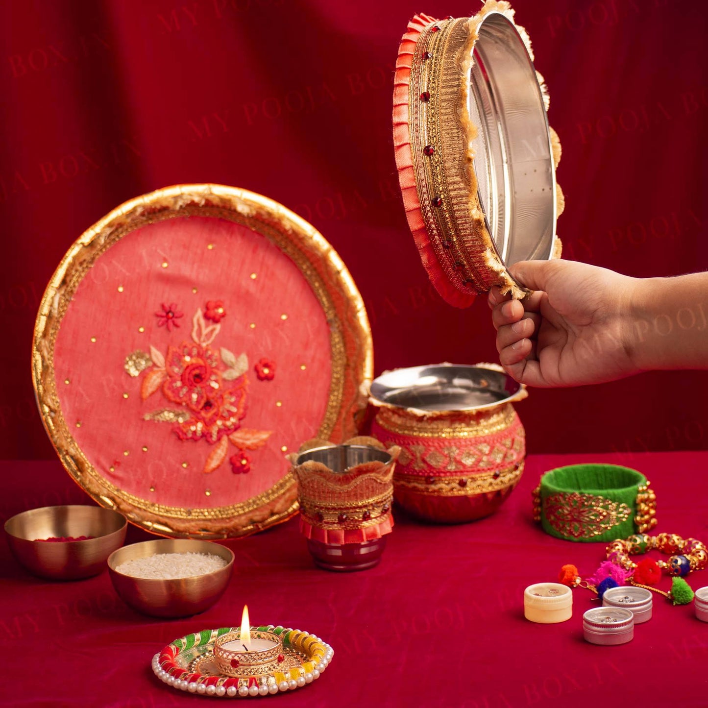 Magnificient Magnolia Flora Karwa Chauth Thali Set