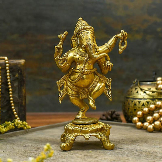 Brass Dancing Ganesha Idol/Murti