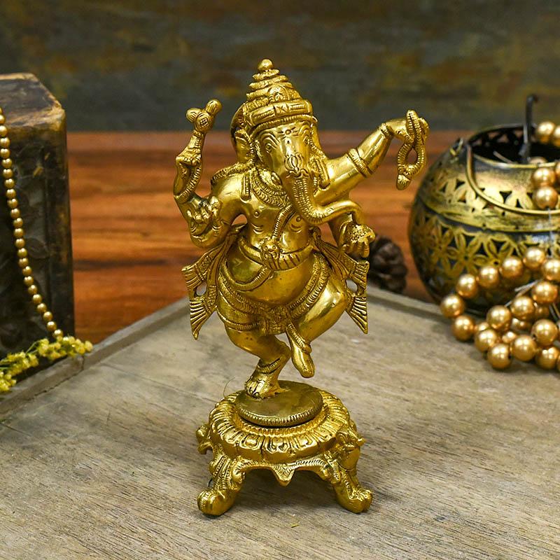 Buy Brass Dancing Ganesha Idol/Murti Online in India 