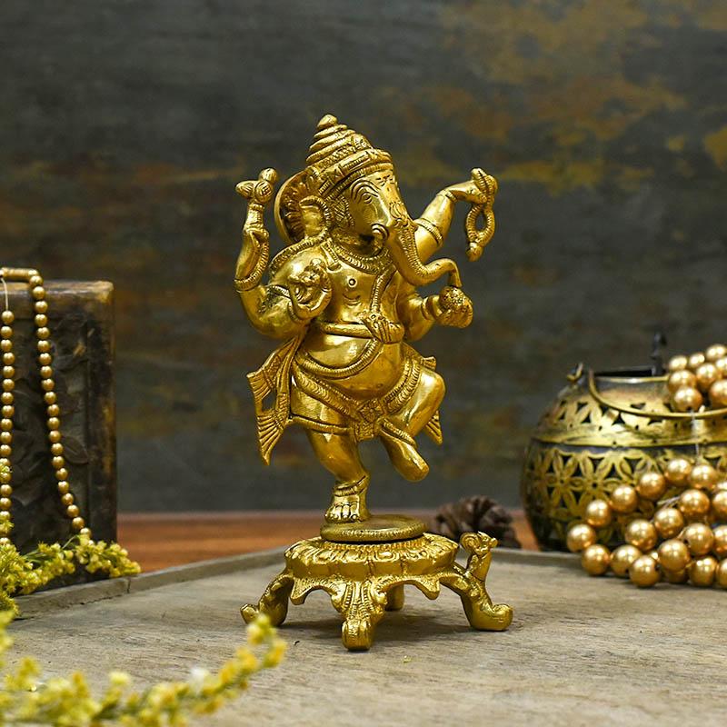 Brass Dancing Ganesha Idol/Murti