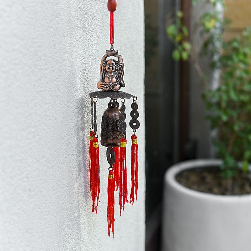 Feng Shui Traditional Dragon Bell Coins Laughing Buddha Wind Chime