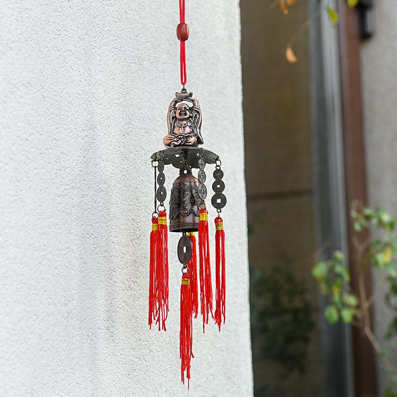 Feng Shui Traditional Dragon Bell Coins Laughing Buddha Wind Chime