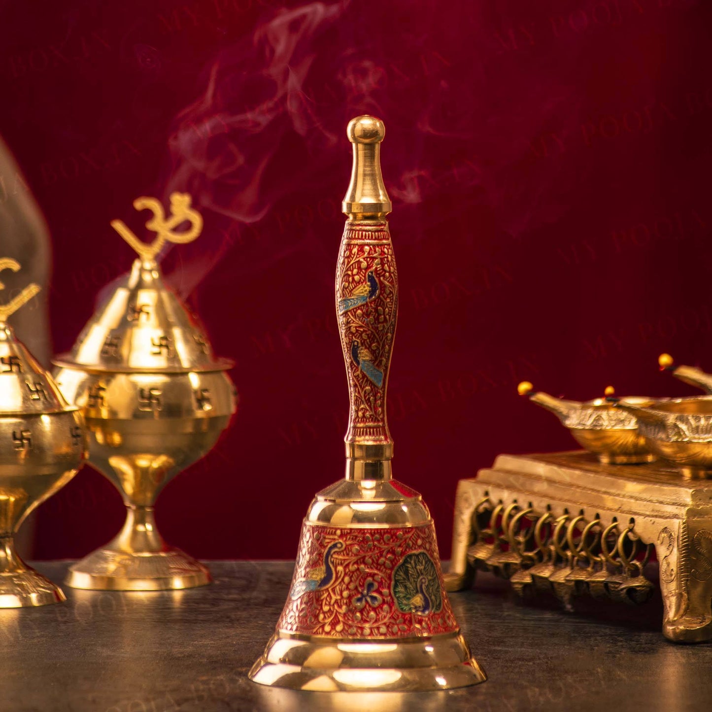 Designer Peacock Brass Pooja Bell