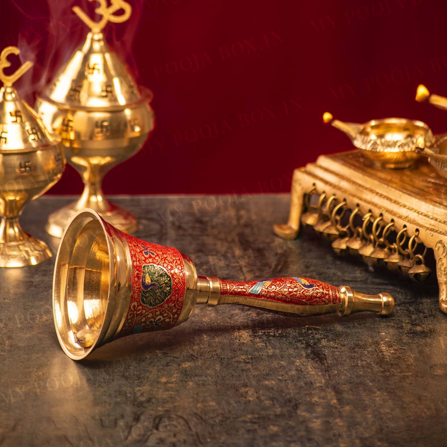 Designer Peacock Brass Pooja Bell